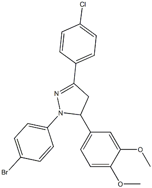 1-(4-bromophenyl)-3-(4-chlorophenyl)-5-(3,4-dimethoxyphenyl)-4,5-dihydro-1H-pyrazole 구조식 이미지