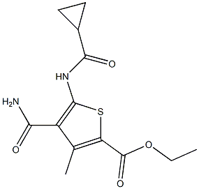 ethyl 4-(aminocarbonyl)-5-[(cyclopropylcarbonyl)amino]-3-methylthiophene-2-carboxylate Structure