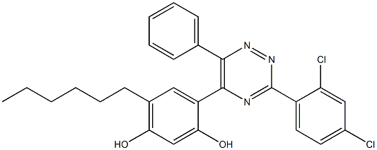 4-[3-(2,4-dichlorophenyl)-6-phenyl-1,2,4-triazin-5-yl]-6-hexyl-1,3-benzenediol 구조식 이미지