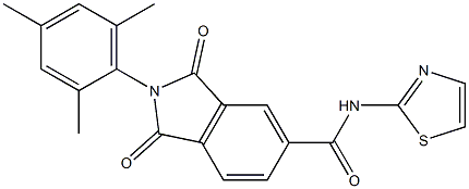 2-mesityl-1,3-dioxo-N-(1,3-thiazol-2-yl)-5-isoindolinecarboxamide Structure