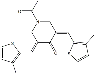1-acetyl-3,5-bis[(3-methyl-2-thienyl)methylene]-4-piperidinone 구조식 이미지