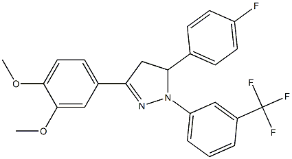 3-(3,4-dimethoxyphenyl)-5-(4-fluorophenyl)-1-[3-(trifluoromethyl)phenyl]-4,5-dihydro-1H-pyrazole 구조식 이미지