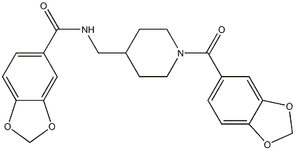 N-{[1-(1,3-benzodioxol-5-ylcarbonyl)-4-piperidinyl]methyl}-1,3-benzodioxole-5-carboxamide 구조식 이미지