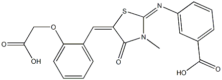 3-({5-[2-(carboxymethoxy)benzylidene]-3-methyl-4-oxo-1,3-thiazolidin-2-ylidene}amino)benzoic acid Structure
