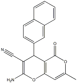 2-amino-7-methyl-4-(2-naphthyl)-5-oxo-4H,5H-pyrano[4,3-b]pyran-3-carbonitrile 구조식 이미지