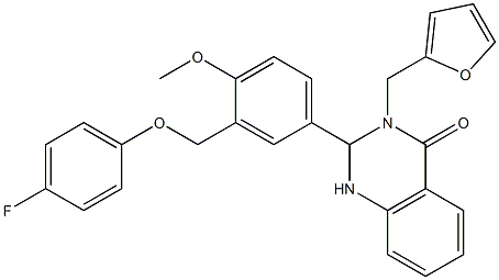 2-{3-[(4-fluorophenoxy)methyl]-4-methoxyphenyl}-3-(2-furylmethyl)-2,3-dihydroquinazolin-4(1H)-one Structure