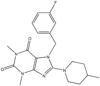 7-(3-fluorobenzyl)-1,3-dimethyl-8-(4-methylpiperidin-1-yl)-3,7-dihydro-1H-purine-2,6-dione Structure