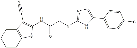 2-{[5-(4-chlorophenyl)-1H-imidazol-2-yl]sulfanyl}-N-(3-cyano-4,5,6,7-tetrahydro-1-benzothien-2-yl)acetamide 구조식 이미지