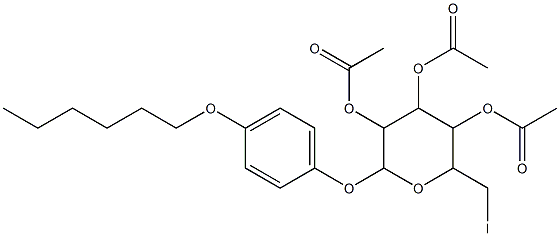 3,5-bis(acetyloxy)-2-[4-(hexyloxy)phenoxy]-6-(iodomethyl)tetrahydro-2H-pyran-4-yl acetate 구조식 이미지