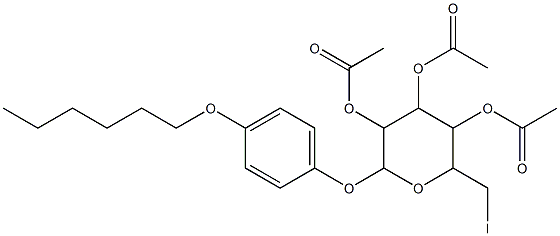 3,5-bis(acetyloxy)-2-[4-(hexyloxy)phenoxy]-6-(iodomethyl)tetrahydro-2H-pyran-4-yl acetate Structure