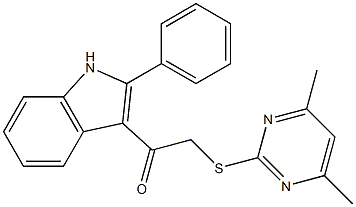 2-[(4,6-dimethyl-2-pyrimidinyl)sulfanyl]-1-(2-phenyl-1H-indol-3-yl)ethanone Structure