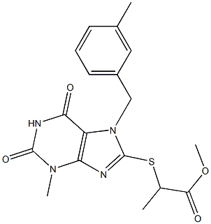 methyl 2-{[3-methyl-7-(3-methylbenzyl)-2,6-dioxo-2,3,6,7-tetrahydro-1H-purin-8-yl]sulfanyl}propanoate Structure