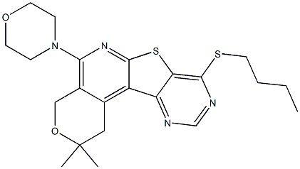 8-(butylsulfanyl)-2,2-dimethyl-5-morpholin-4-yl-1,4-dihydro-2H-pyrano[4'',3'':4',5']pyrido[3',2':4,5]thieno[3,2-d]pyrimidine 구조식 이미지