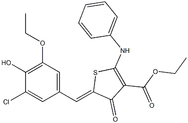 ethyl 2-anilino-5-(3-chloro-5-ethoxy-4-hydroxybenzylidene)-4-oxo-4,5-dihydrothiophene-3-carboxylate 구조식 이미지