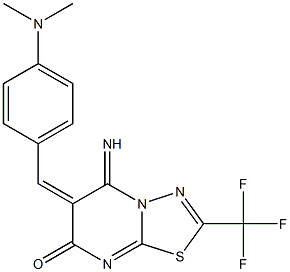 6-[4-(dimethylamino)benzylidene]-5-imino-2-(trifluoromethyl)-5,6-dihydro-7H-[1,3,4]thiadiazolo[3,2-a]pyrimidin-7-one Structure