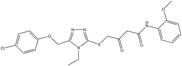 4-({5-[(4-chlorophenoxy)methyl]-4-ethyl-4H-1,2,4-triazol-3-yl}sulfanyl)-N-(2-methoxyphenyl)-3-oxobutanamide 구조식 이미지