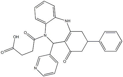 4-oxo-4-[1-oxo-3-phenyl-11-(3-pyridinyl)-1,2,3,4,5,11-hexahydro-10H-dibenzo[b,e][1,4]diazepin-10-yl]butanoic acid 구조식 이미지