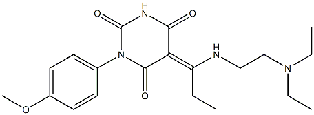 5-(1-{[2-(diethylamino)ethyl]amino}propylidene)-1-(4-methoxyphenyl)-2,4,6(1H,3H,5H)-pyrimidinetrione 구조식 이미지