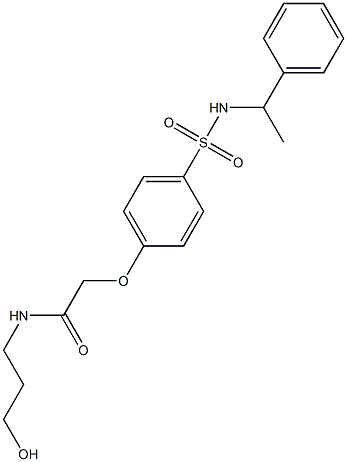 N-(3-hydroxypropyl)-2-(4-{[(1-phenylethyl)amino]sulfonyl}phenoxy)acetamide 구조식 이미지