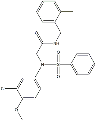 2-[3-chloro-4-methoxy(phenylsulfonyl)anilino]-N-(2-methylbenzyl)acetamide 구조식 이미지