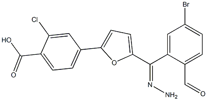 4-{5-[2-(4-bromobenzoyl)carbohydrazonoyl]-2-furyl}-2-chlorobenzoic acid 구조식 이미지