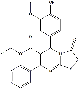 ethyl 5-(4-hydroxy-3-methoxyphenyl)-3-oxo-7-phenyl-2,3-dihydro-5H-[1,3]thiazolo[3,2-a]pyrimidine-6-carboxylate Structure