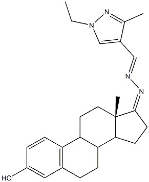 1-ethyl-3-methyl-1H-pyrazole-4-carbaldehyde [3-hydroxyestra-1,3,5(10)-trien-17-ylidene]hydrazone Structure