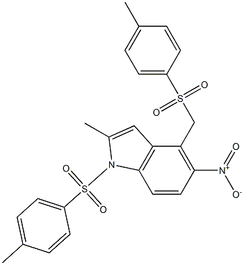 5-nitro-2-methyl-1-[(4-methylphenyl)sulfonyl]-4-{[(4-methylphenyl)sulfonyl]methyl}-1H-indole Structure