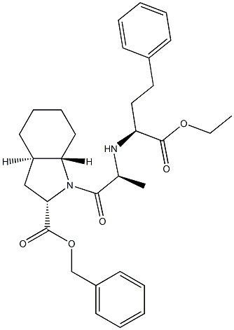 Benzyl(2S,3aR,7aS)-1-[(2S)-2-[[(1S)-1-(ethoxycarbonyl)-3-phenylpropyl]amino]-1-oxopropyl]octahydro-1H-indole-2-carboxylate 구조식 이미지