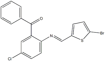 (2-{[(E)-(5-bromo-2-thienyl)methylidene]amino}-5-chlorophenyl)(phenyl)methanone 구조식 이미지