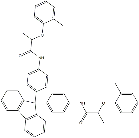 2-(2-methylphenoxy)-N-{4-[9-(4-{[2-(2-methylphenoxy)propanoyl]amino}phenyl)-9H-fluoren-9-yl]phenyl}propanamide 구조식 이미지