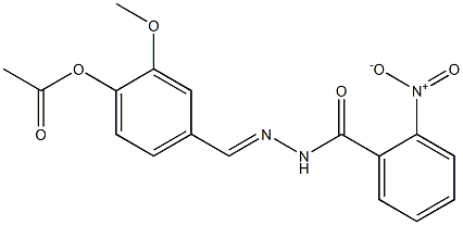 2-methoxy-4-{[(E)-2-(2-nitrobenzoyl)hydrazono]methyl}phenyl acetate 구조식 이미지