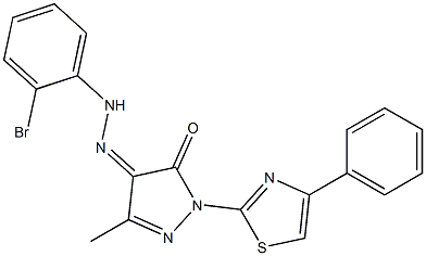 3-methyl-1-(4-phenyl-1,3-thiazol-2-yl)-1H-pyrazole-4,5-dione 4-[N-(2-bromophenyl)hydrazone] Structure