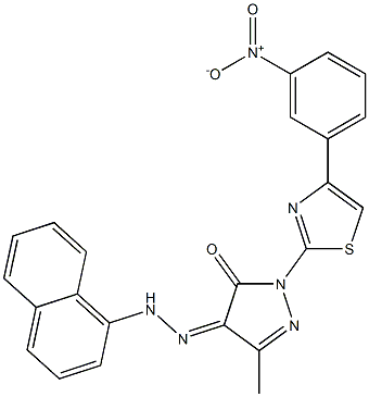 3-methyl-1-[4-(3-nitrophenyl)-1,3-thiazol-2-yl]-1H-pyrazole-4,5-dione 4-[N-(1-naphthyl)hydrazone] Structure
