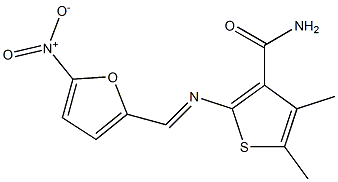 4,5-dimethyl-2-{[(E)-(5-nitro-2-furyl)methylidene]amino}-3-thiophenecarboxamide 구조식 이미지