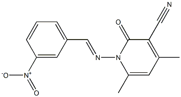 4,6-dimethyl-1-{[(E)-(3-nitrophenyl)methylidene]amino}-2-oxo-1,2-dihydro-3-pyridinecarbonitrile 구조식 이미지