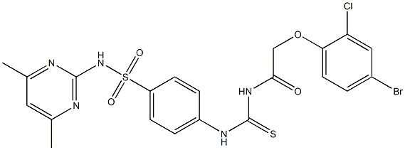 4-[({[2-(4-bromo-2-chlorophenoxy)acetyl]amino}carbothioyl)amino]-N-(4,6-dimethyl-2-pyrimidinyl)benzenesulfonamide 구조식 이미지