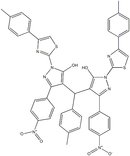 4-[[5-hydroxy-1-[4-(4-methylphenyl)-1,3-thiazol-2-yl]-3-(4-nitrophenyl)-1H-pyrazol-4-yl](4-methylphenyl)methyl]-1-[4-(4-methylphenyl)-1,3-thiazol-2-yl]-3-(4-nitrophenyl)-1H-pyrazol-5-ol Structure