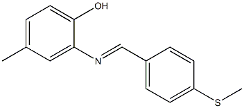 4-methyl-2-({(E)-[4-(methylsulfanyl)phenyl]methylidene}amino)phenol Structure