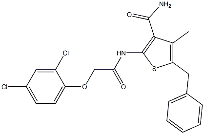 5-benzyl-2-{[2-(2,4-dichlorophenoxy)acetyl]amino}-4-methyl-3-thiophenecarboxamide 구조식 이미지