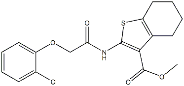 methyl 2-{[2-(2-chlorophenoxy)acetyl]amino}-4,5,6,7-tetrahydro-1-benzothiophene-3-carboxylate 구조식 이미지