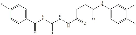 N-({2-[4-(3,4-dimethylanilino)-4-oxobutanoyl]hydrazino}carbothioyl)-4-fluorobenzamide 구조식 이미지