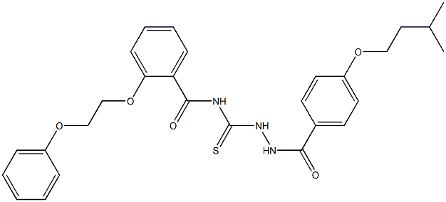 N-({2-[4-(isopentyloxy)benzoyl]hydrazino}carbothioyl)-2-(2-phenoxyethoxy)benzamide 구조식 이미지