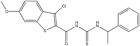 N-[(3-chloro-6-methoxy-1-benzothiophen-2-yl)carbonyl]-N'-(1-phenylethyl)thiourea 구조식 이미지