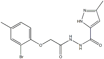 N'-[2-(2-bromo-4-methylphenoxy)acetyl]-3-methyl-1H-pyrazole-5-carbohydrazide 구조식 이미지