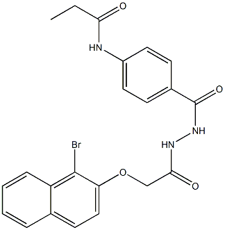 N-{4-[(2-{2-[(1-bromo-2-naphthyl)oxy]acetyl}hydrazino)carbonyl]phenyl}propanamide Structure