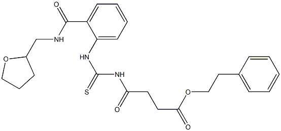 phenethyl 4-oxo-4-{[(2-{[(tetrahydro-2-furanylmethyl)amino]carbonyl}anilino)carbothioyl]amino}butanoate 구조식 이미지