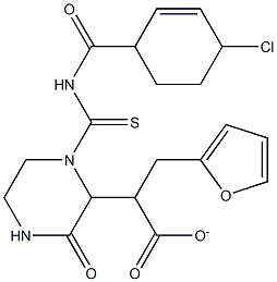 tetrahydro-2-furanylmethyl 2-(1-{[(4-chlorobenzoyl)amino]carbothioyl}-3-oxo-2-piperazinyl)acetate Structure