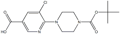 6-[4-(tert-butoxycarbonyl)piperazino]-5-chloronicotinic acid 구조식 이미지