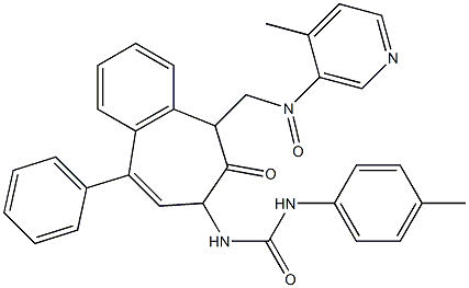 N-(2,5-diaza-2-(2-(2-methylphenyl)-2-oxoethyl)-3-oxo-6-phenylbicyclo[5.4.0]undeca-1(7),5,8,10-tetraen-4-yl)((4-methylphenyl)amino)formamide 구조식 이미지